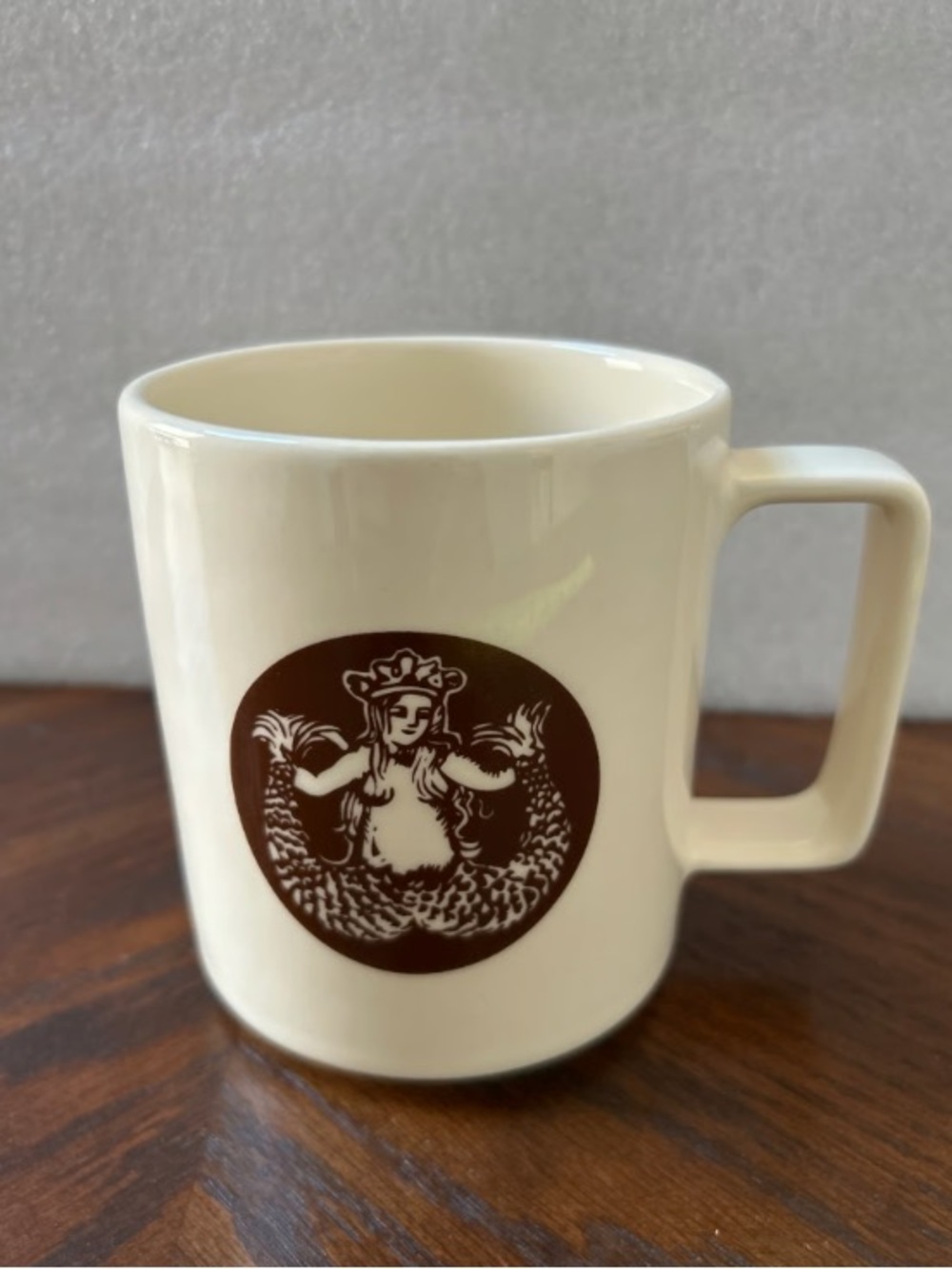 Cream Ceramic Mug with Brown Mermaid Emblem - Unbranded